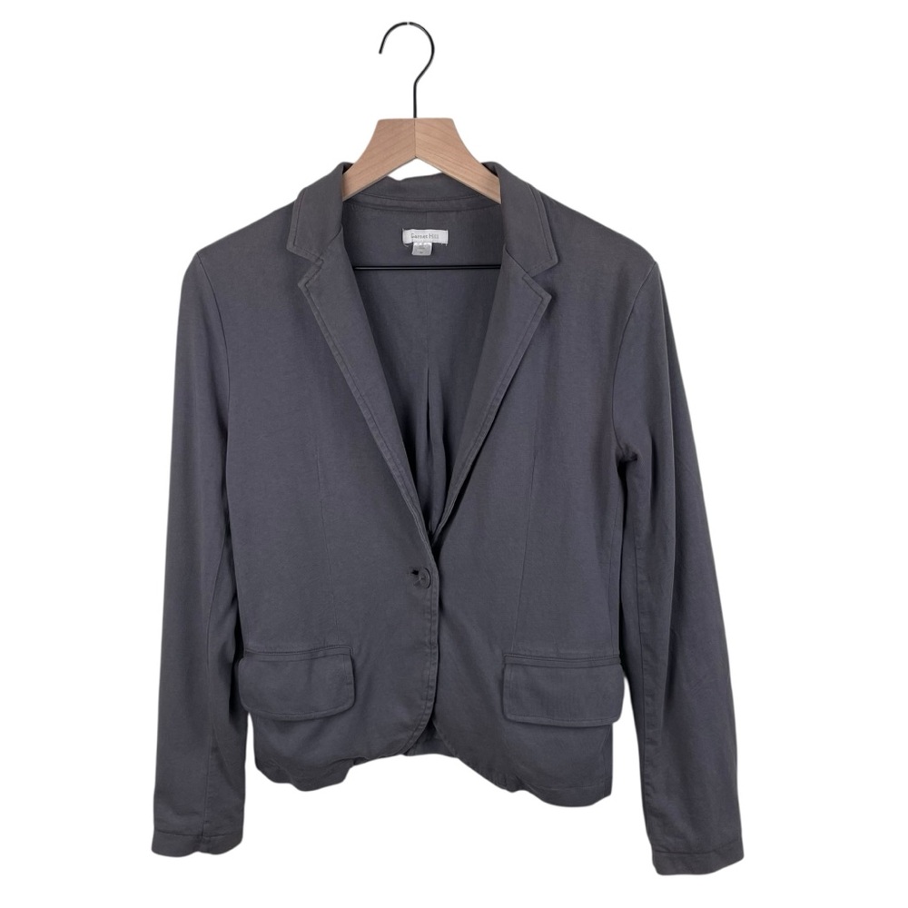 Garnet Hill Knit Jacket Blazer Women's Size 6 Grey 100% Cotton Business Casual